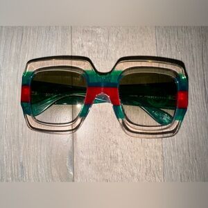 GUCCI green/red Web Sunglasses